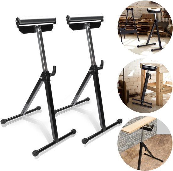 2x Supporto a rotelle regolabile in acciaio Max. con portata di 60kg - 68-108cm - nero
