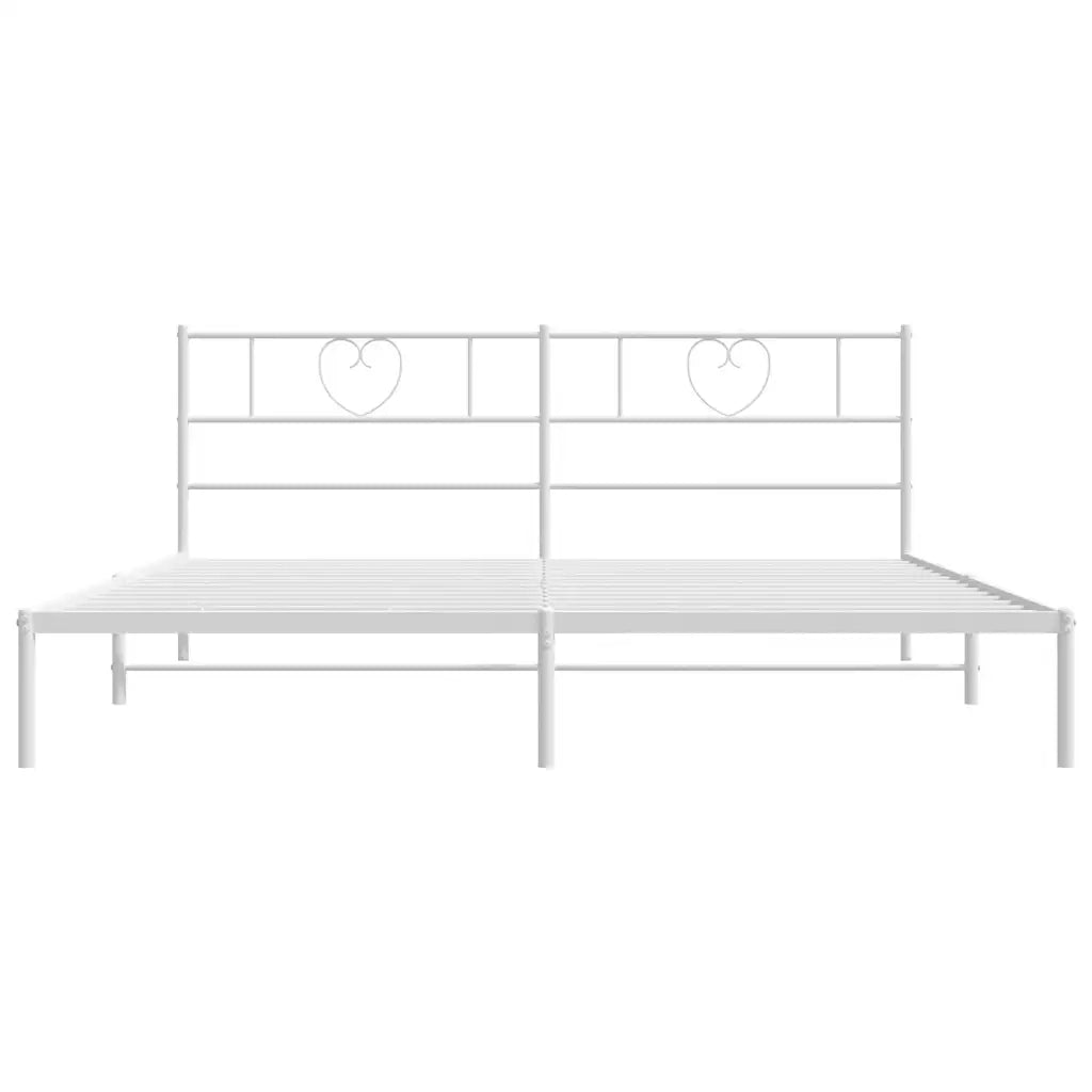 Letto matrimoniale | Letto per adulti | Giroletto con Testiera Metallo Bianco 193x203 cm