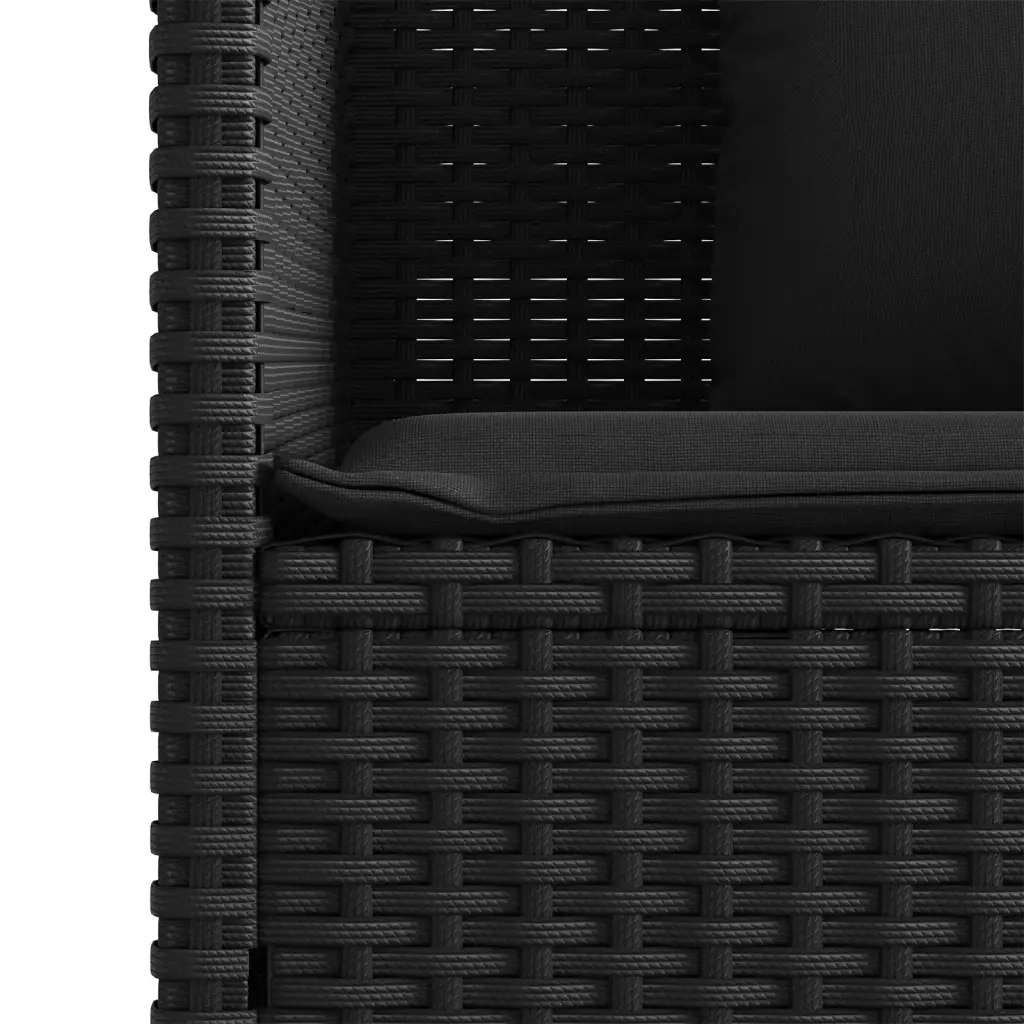 Panca da Giardino con Cuscini Nera in Polyrattan 365761