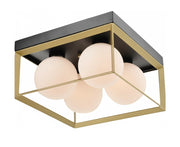 Lampada da Soffitto Plafoniera Moderna Minimalista con sfera in Vetro Opalino Attacco G9 Illuminazione Elegante per Soggiorno Camera da Letto cucina Quadrata con 4 sfere