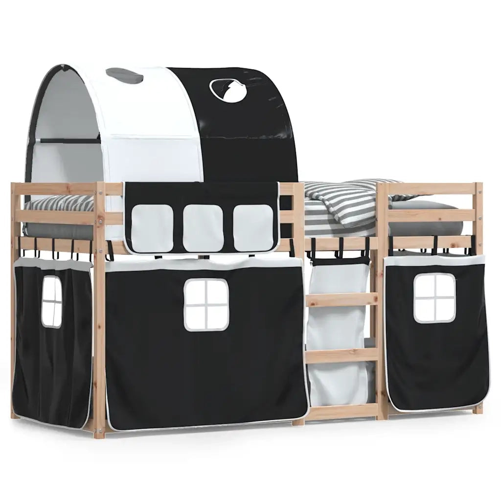 Letto singolo | Letto per adulti | Letto a Castello senza Materasso Bianco e Nero 90x190cm in Pino