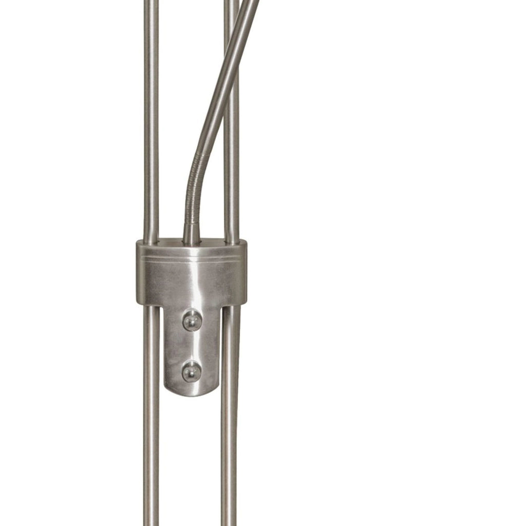 Piantana Contemporaneo Mother Child Acciaio Argento Vetro Trasparente 1 Luce R7S