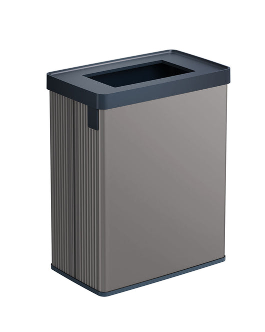Pattumiera Alta 54L Interno Esterno Keter Verto Recycle 43,5x26,5x68,7 cm con Bordo Copri Sacco in Plastica Grigio Perla