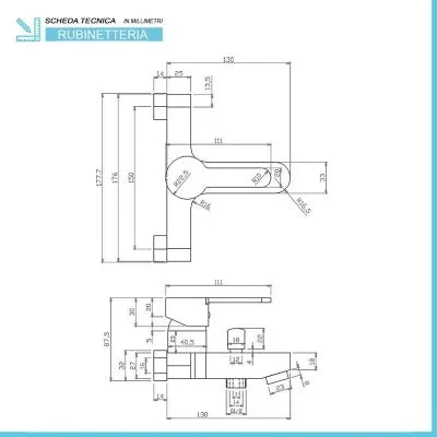 Set miscelatori lavabo bidet vasca con duplex Iole in ottone cromato