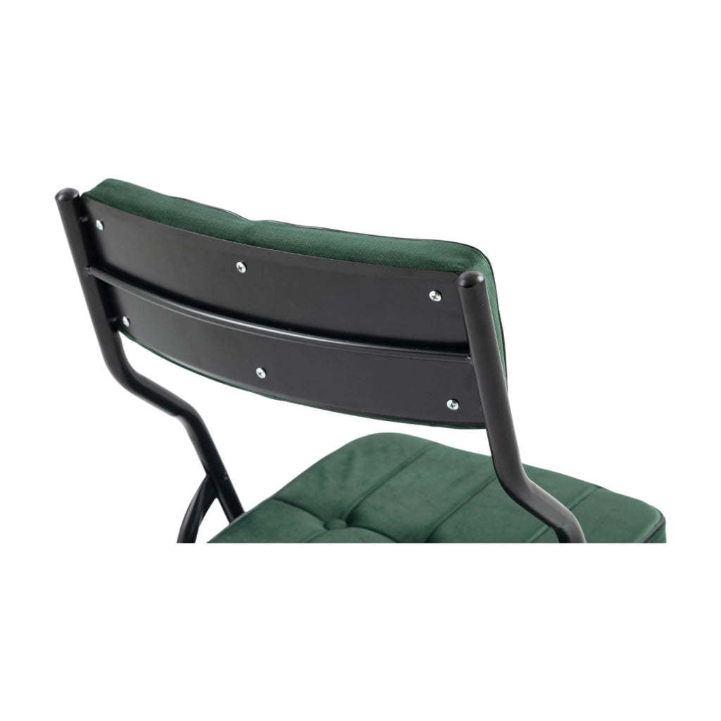Set di 2 sedie pieghevoli imbottite; schienale curvo; in velluto e acciaio verde