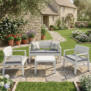 Salottino Outdoor Agnelo, set Salotto da Esterno 4 Posti Made in Italy, Bianco