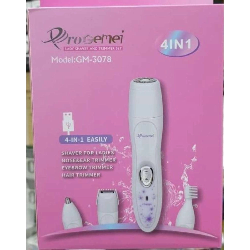 Trade Shop - Kit 4 In 1 Rasoio Rifinitore Donna Epilatore Professionale Ricaricabile Gm-3078 -