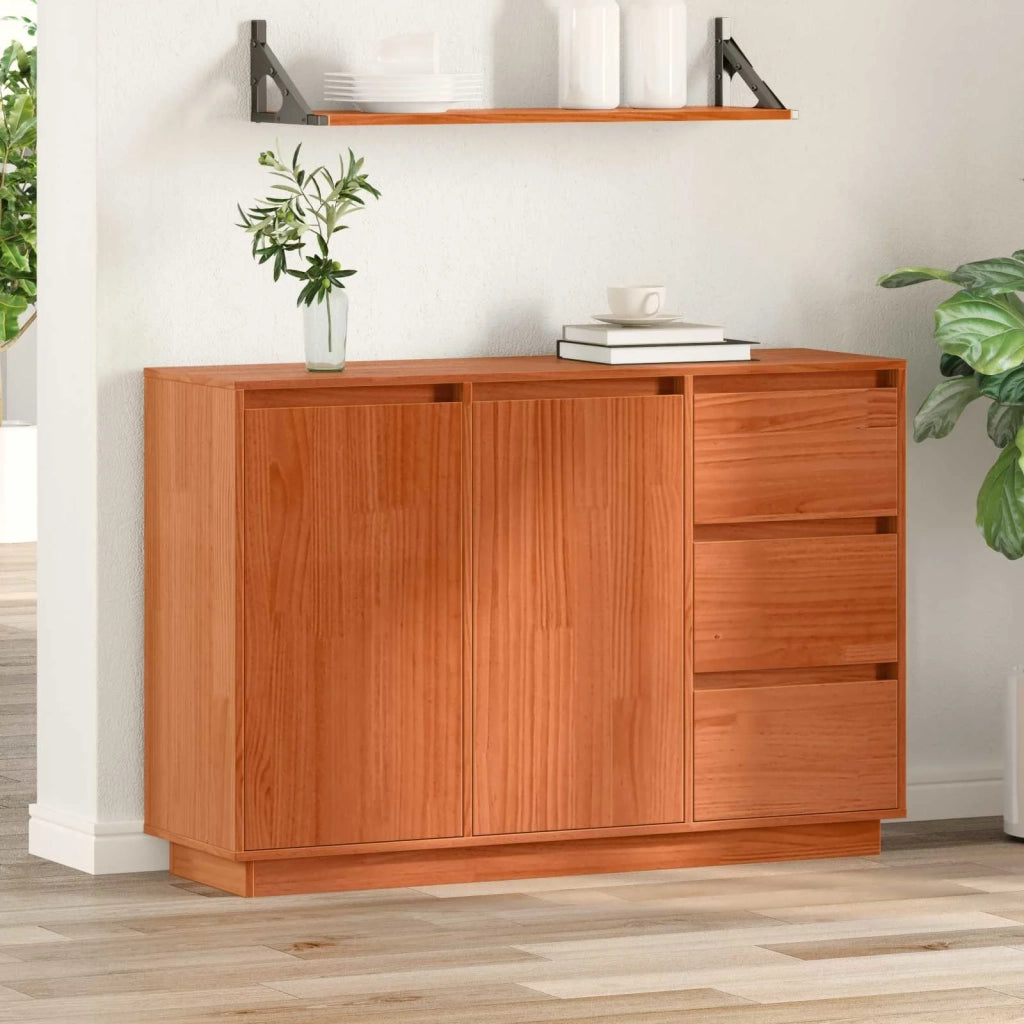 Credenza | Madia | Buffet da pranzo | Armadio da pranzo Rovere Marrone 111 x 34 x 75 cm Pino massello