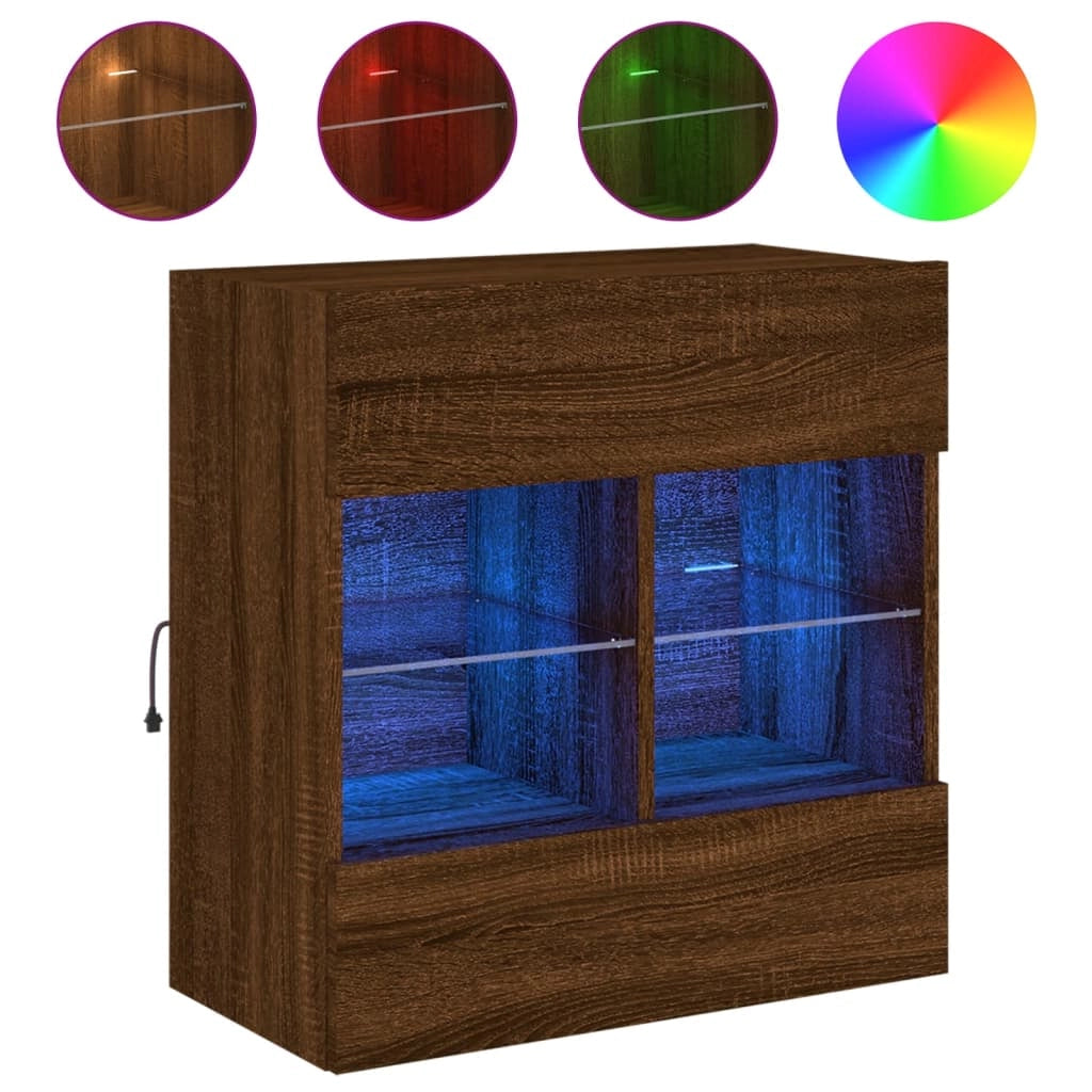 Mobile TV multimediale mensola TV credenza mobile TV sala da pranzo soggiorno parete attrezzata per camera da letto con luci LED rovere 58,5 x 30 x 60,5 cm marrone 02_0027953
