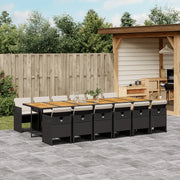 Set da Pranzo da Giardino 13pz con Cuscini Nero in Polyrattan 3277718