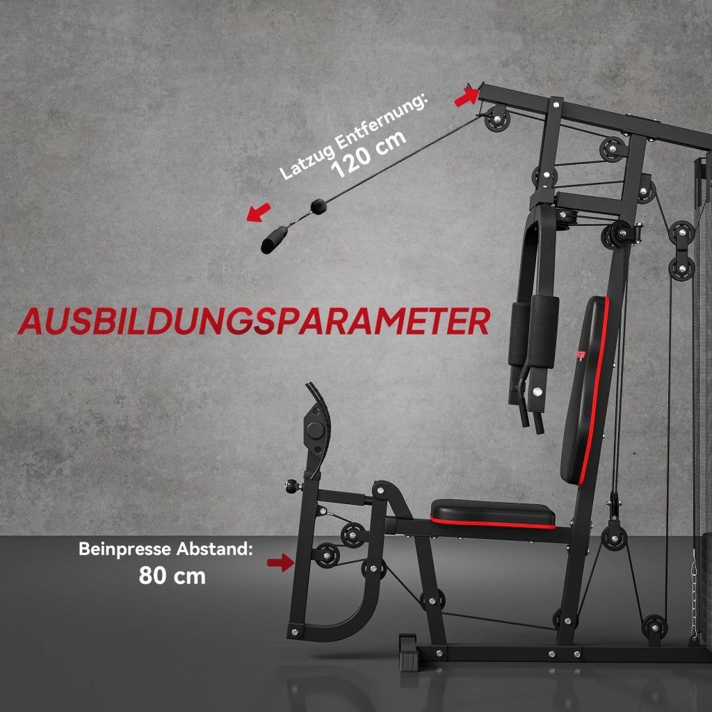 Stazione Fitness Multifunzione ¨C Xylo ¨C Con Blocchi Peso 45kg, Cavi Alti, Leg Press