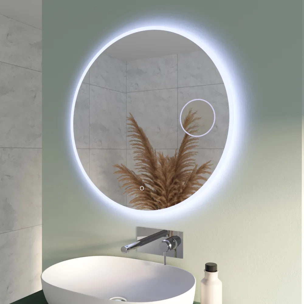 Specchio led tondo 80cm luce calda, neutra, fredda antiappannamento e ingranditore | Matar