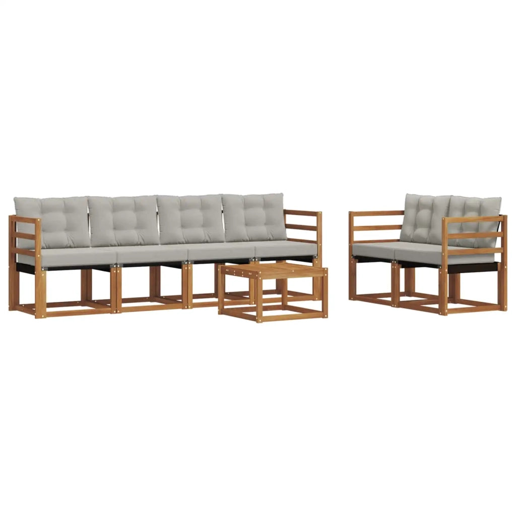 Set di divani da esterno 7 pcs Grigio Naturale e Chiaro 3368414