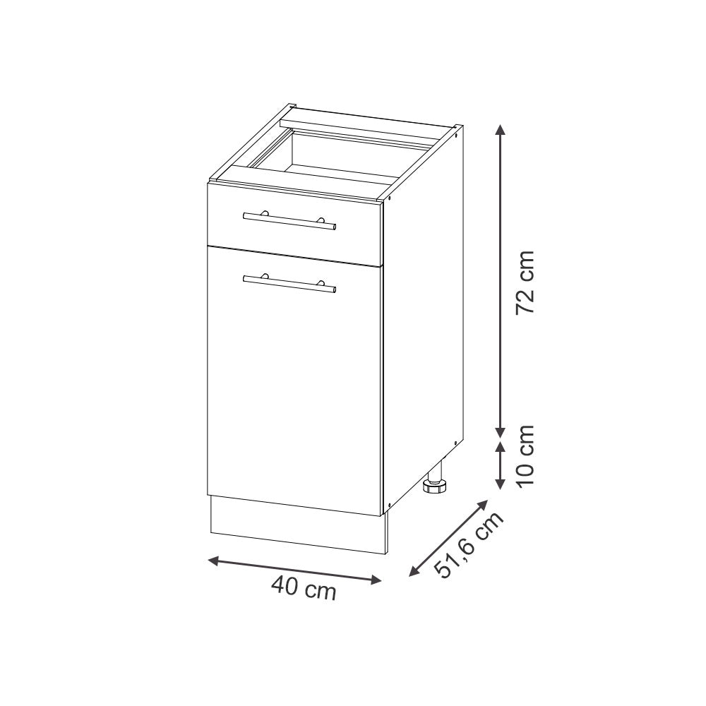 Mobiletto base per cucina Fame-Line Blu scuro lucido/Rovere dorato 40 cm senza piano di lavoro Vicco