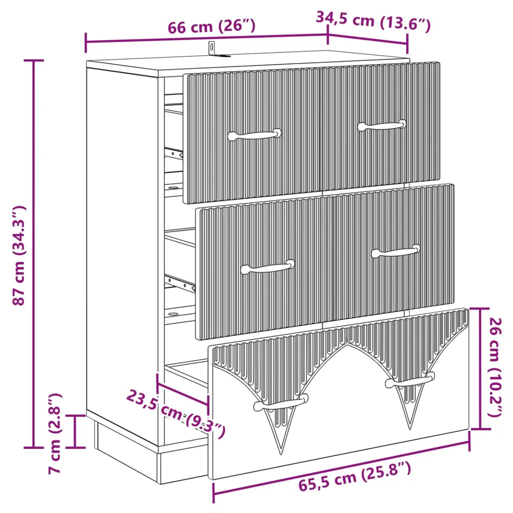 Mobile con Cassetti Legno antico 66 x 34,5 x 87 cm 895303