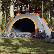 Tenda Campeggio 4 Persone Grigio e Arancione a Rilascio Rapido 4004171