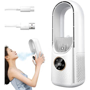 Trade Shop - Ventilatore Tavolo Umidificazione Usb Portatile Multifunzionale 6 Velocità Bianco -