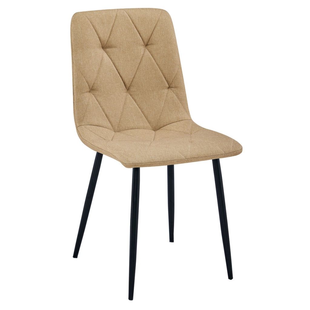 Set di 4 Sedie Libra in Tessuto Marrone con Gambe Nere