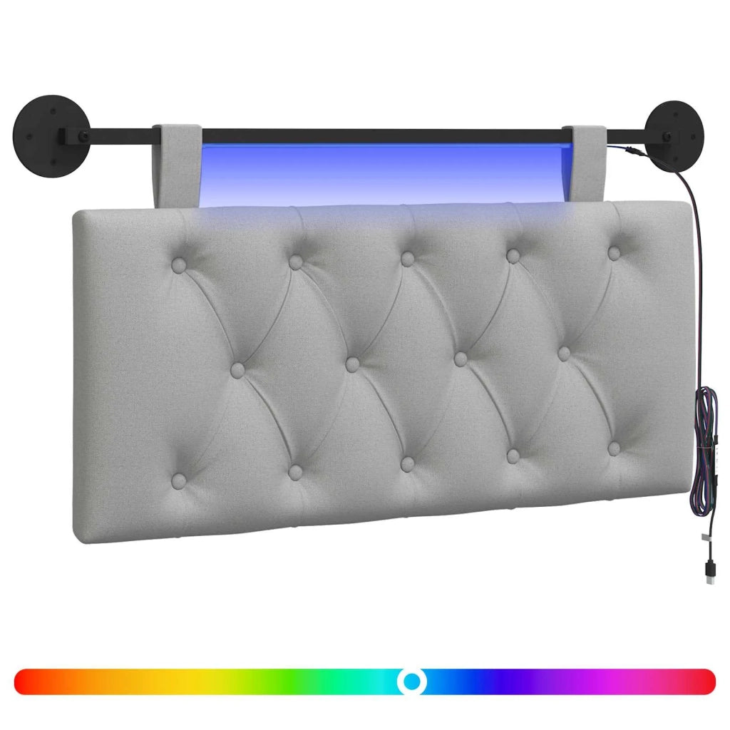 Testiera sospesa Con luce LED Grigio Nuvola Tessuto