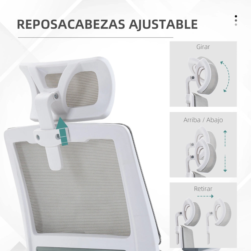 Sedia da ufficio in rete girevole con schienale e altezza regolabile ¨C zephmum ¨C grigio 60x61x104,5-121,5 cm