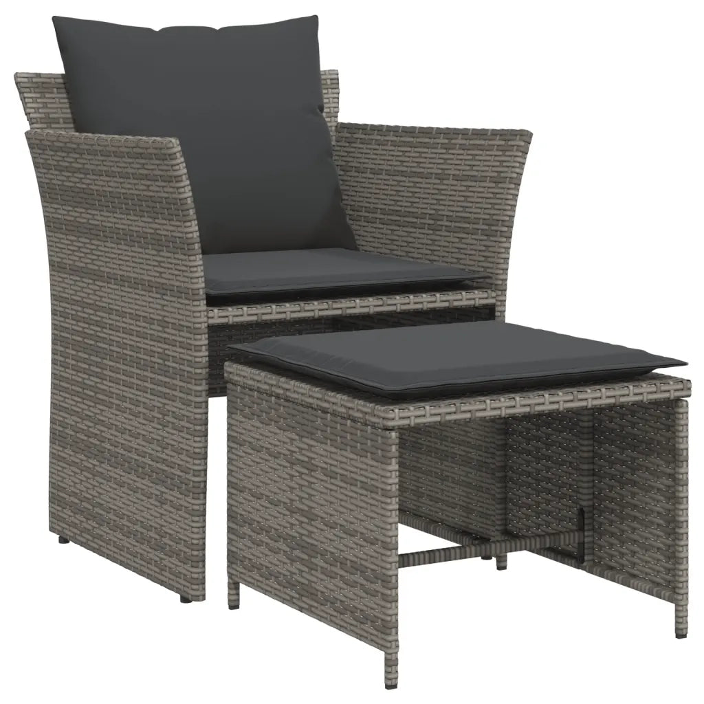 Poltrona da Giardino con Poggiapiedi Grigia in Polyrattan CFW2584096