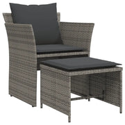 Poltrona da Giardino con Poggiapiedi Grigia in Polyrattan CFW2584096