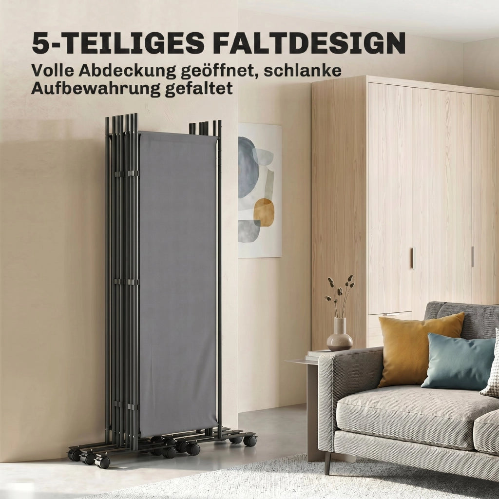 Paravento 5 pannelli ¨C zephmum ¨C 252x40 cm grigio scuro