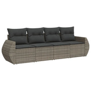 Set Divani da Giardino 4 pz | Set Salotto da Giardino con Cuscini in Polyrattan Grigio