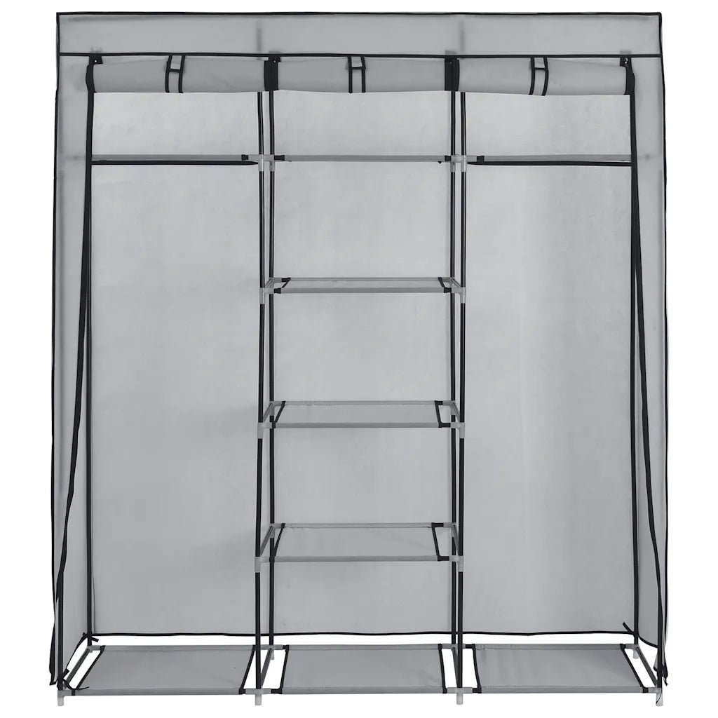 Armadio con Scomparti e Aste Grigio 150x45x175 cm in Tessuto CFW4320567