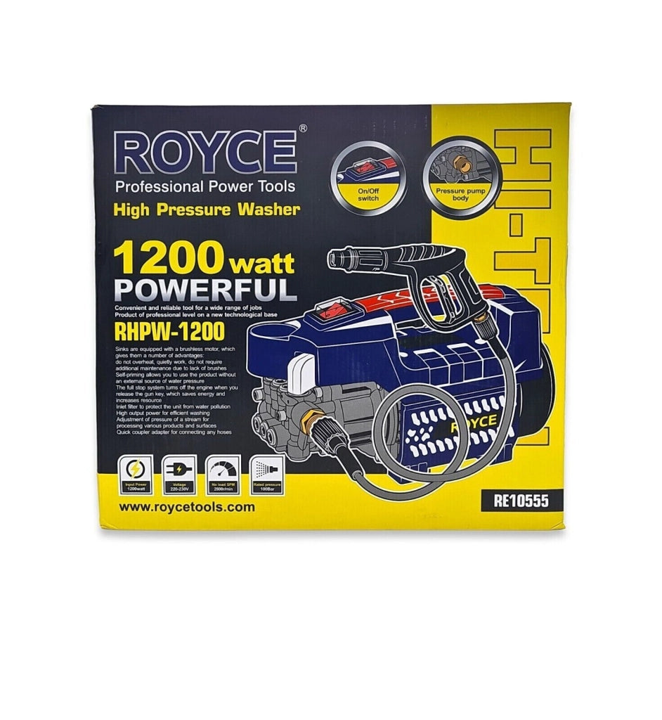 Idropulitrice elettrica compatta 1200W 100 BAR 7L/Min completa di accessori RHPW