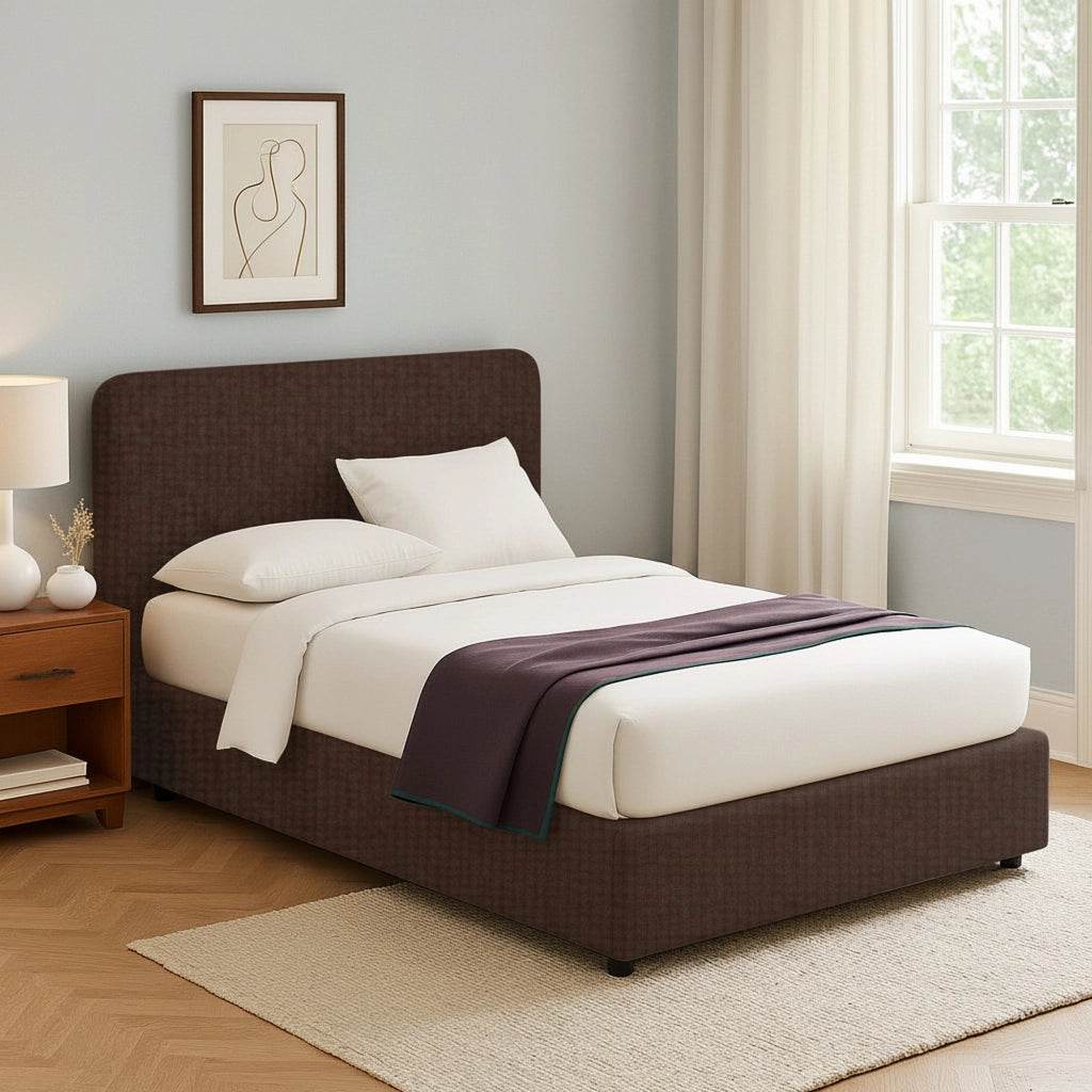 Reading, Letto Singolo Sfoderabile Made in Italy, Marrone