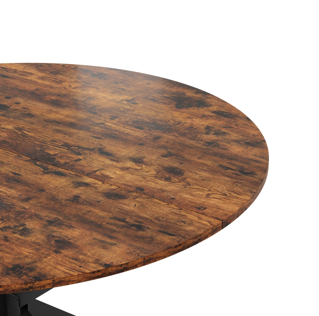 Tavolo da pranzo 120x120x76 cm; stile industriale con gambe a X; truciolato e ferro marrone
