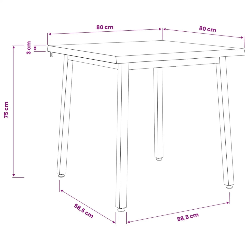 80 x 80 x 75 cm Legno di Acacia Massello Naturale e Caffè 937512