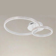 Trade Shop - Plafoniera Led 48 W 2 Cerchi Effetto Cristallo Telecomando Moderno Bianco 31777 -