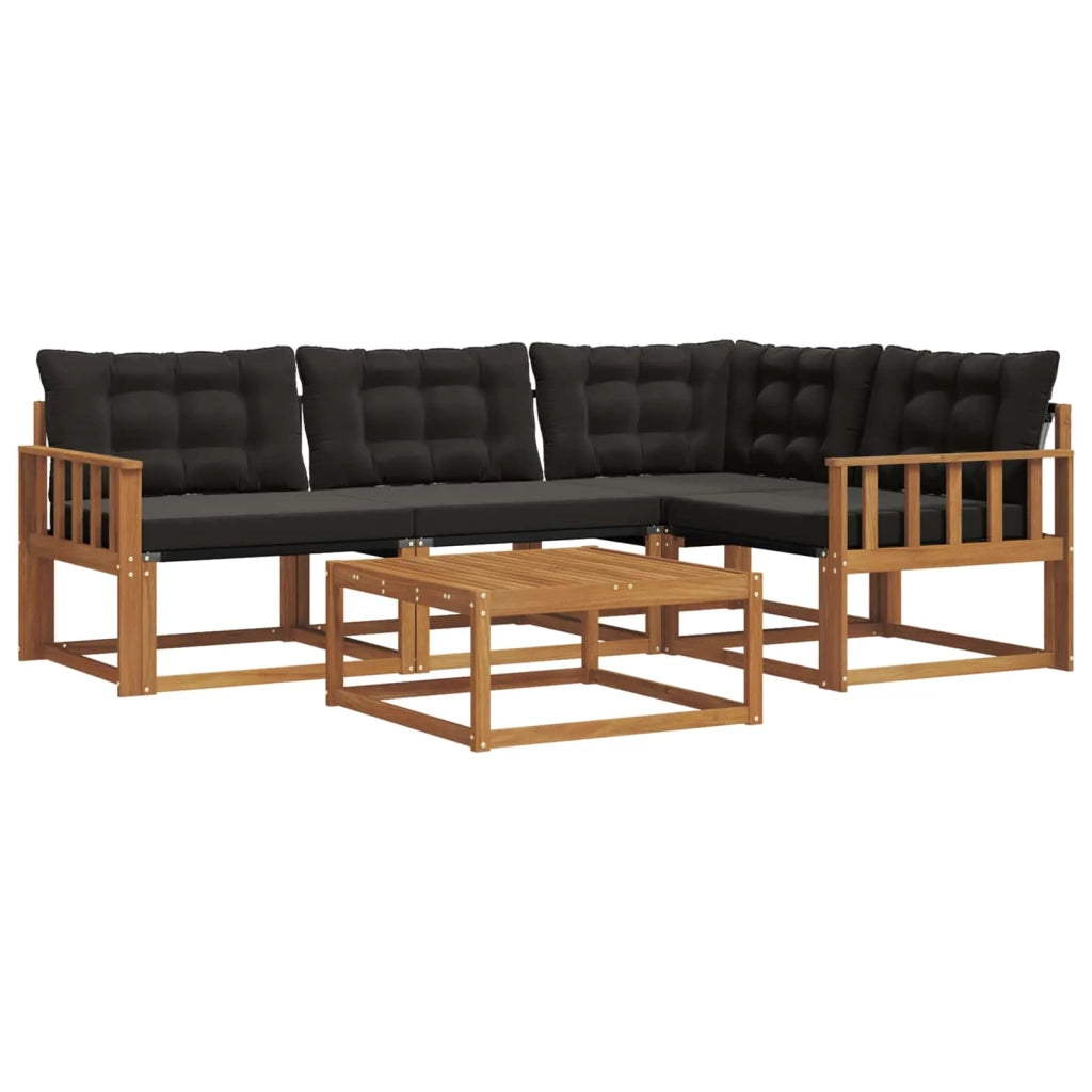 Set di divani da esterno con cuscino 5 pcs Naturale e Nero 3369431