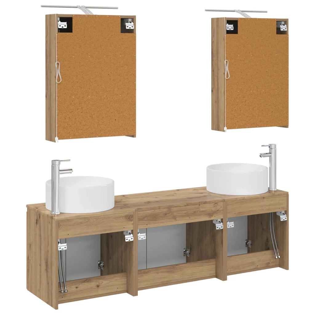 Set di Armadi da Bagno 5 pcs Rovere Artigianale 3406558