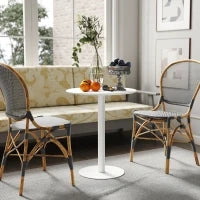 Tavolo da Cucina Rotondo per 2 Persone dal Design Moderno in Acciaio, Ø60x72 cm, Bianco