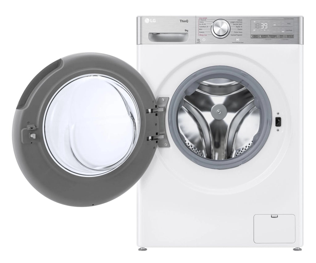 LG F4R9009TPWC Lavatrice 9kg Classe A -40% AI DD con Vapore