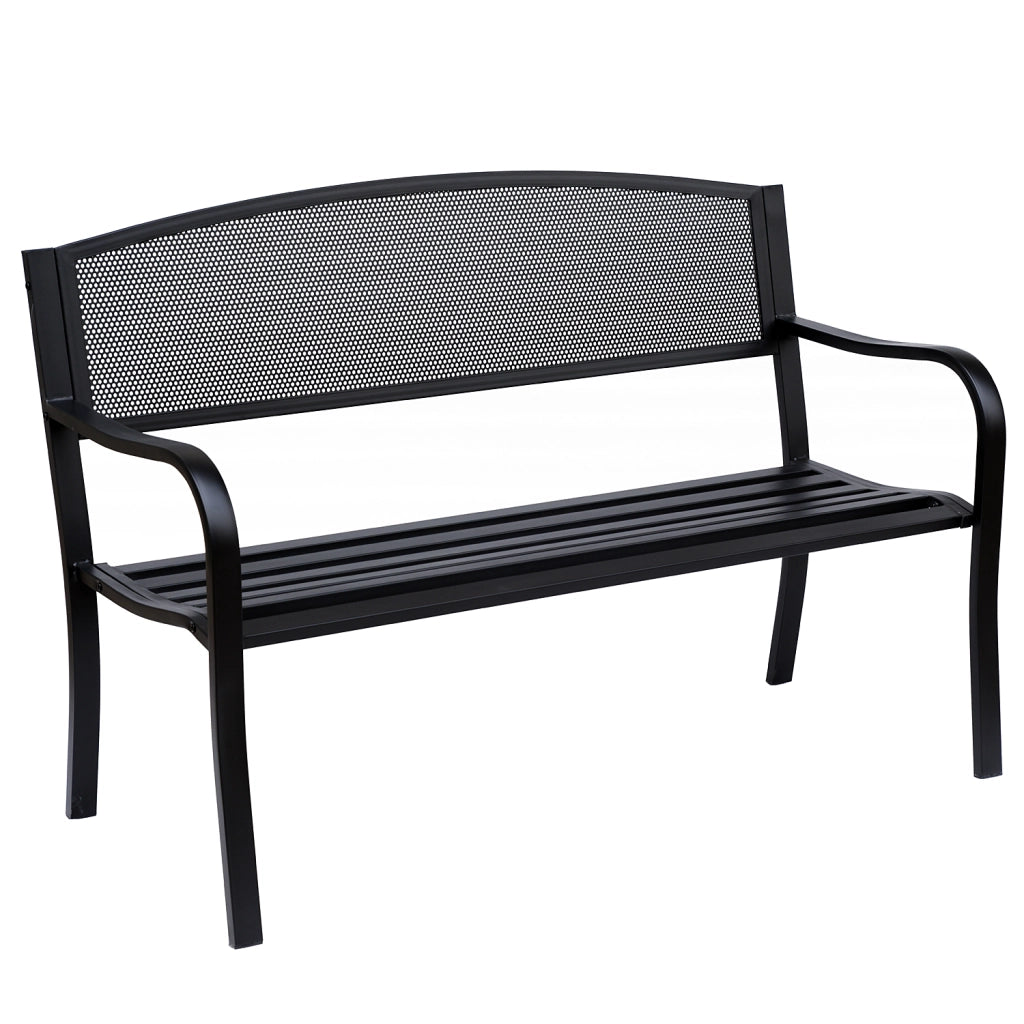 Panchina da Giardino 3 Posti ¨C zephmum ¨C Nero Metallo 127x60x87 cm