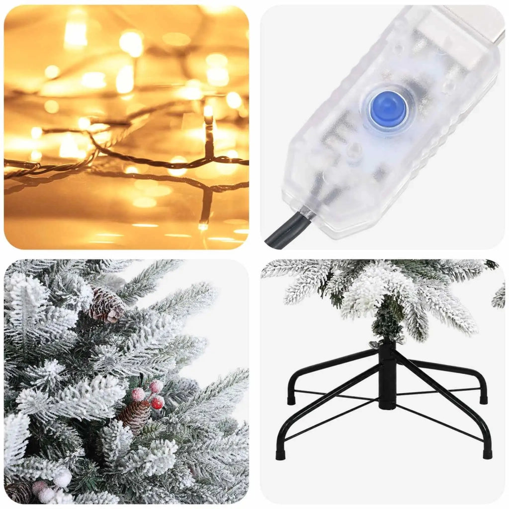 Albero di Natale Artificiale con Rami Pieghevoli 150 cm 150 LED 3465488