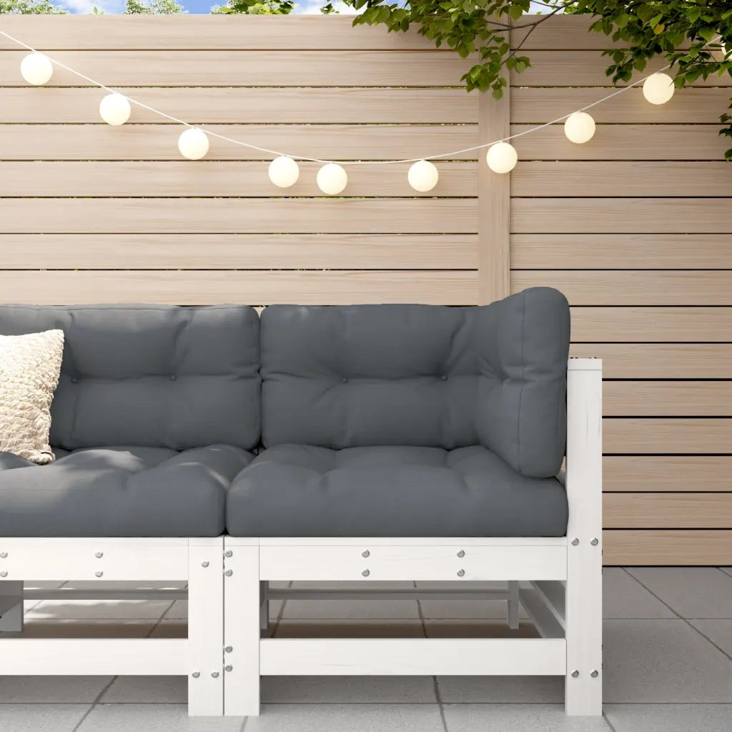Divano Angolare da Giardino-Sofa da Giardino-Divanetto da esterno Bianco in Legno Massello di Pino 751857