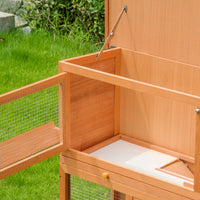 Conigliera da Esterno 122x48x100 cm con Casetta e Recinto a 2 Piani in Legno