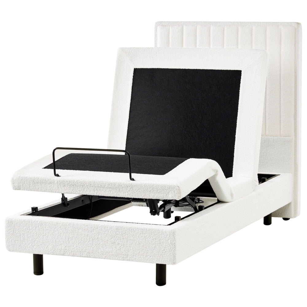 Letto singolo Tessuto bianco sporco regolabile Elettricamente con Telecomando 90 x 200 cm camera da letto cameretta