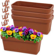 Set di vasi in plastica per fiori - vaso per erbe vaso per balcone sostenibile - 4 pezzi terracotta Ø 40cm