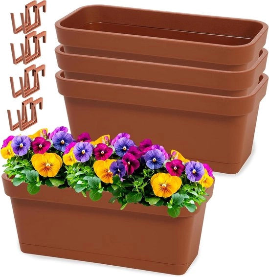 Set di vasi in plastica per fiori - vaso per erbe vaso per balcone sostenibile - 4 pezzi terracotta Ø 40cm