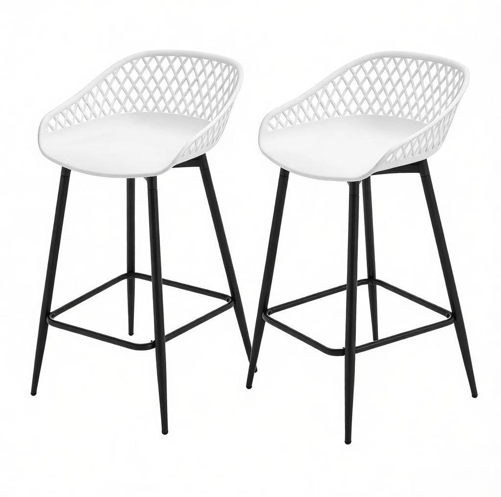 Set di 2 sgabelli da bar bianchi in PP e metallo