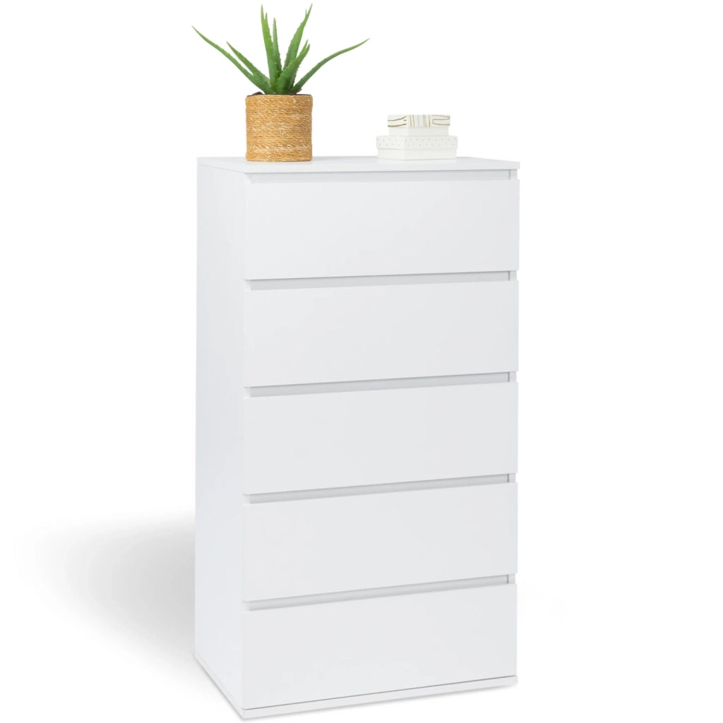 IDMarket - TOMI cassettiera a 5 cassetti 60 cm in legno bianco settimanale