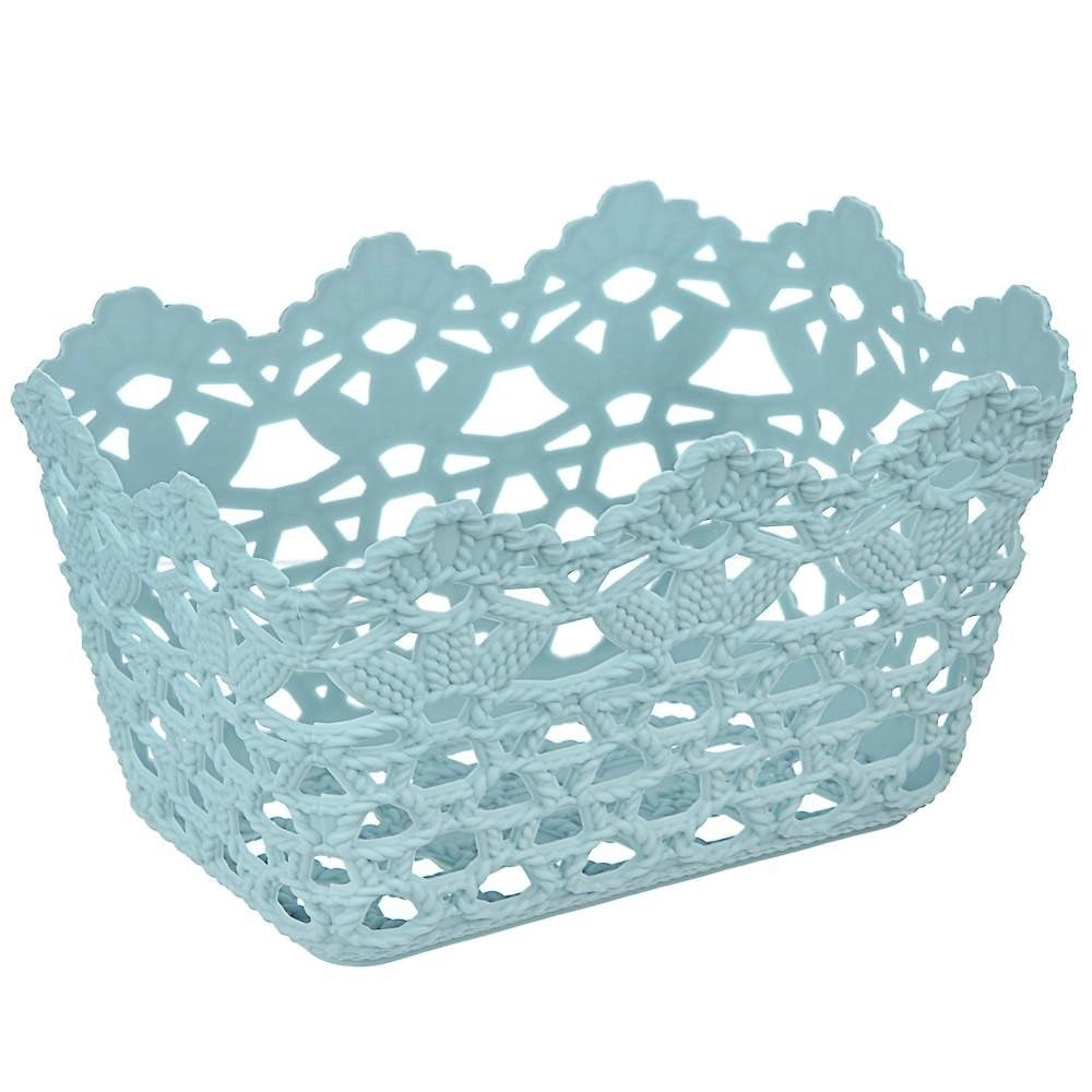 Trade Shop - 3pz Cestino Portatutto Oggetti Cesto Plastica Rettangolare 15.4x10.4x8.7cm 79470 -