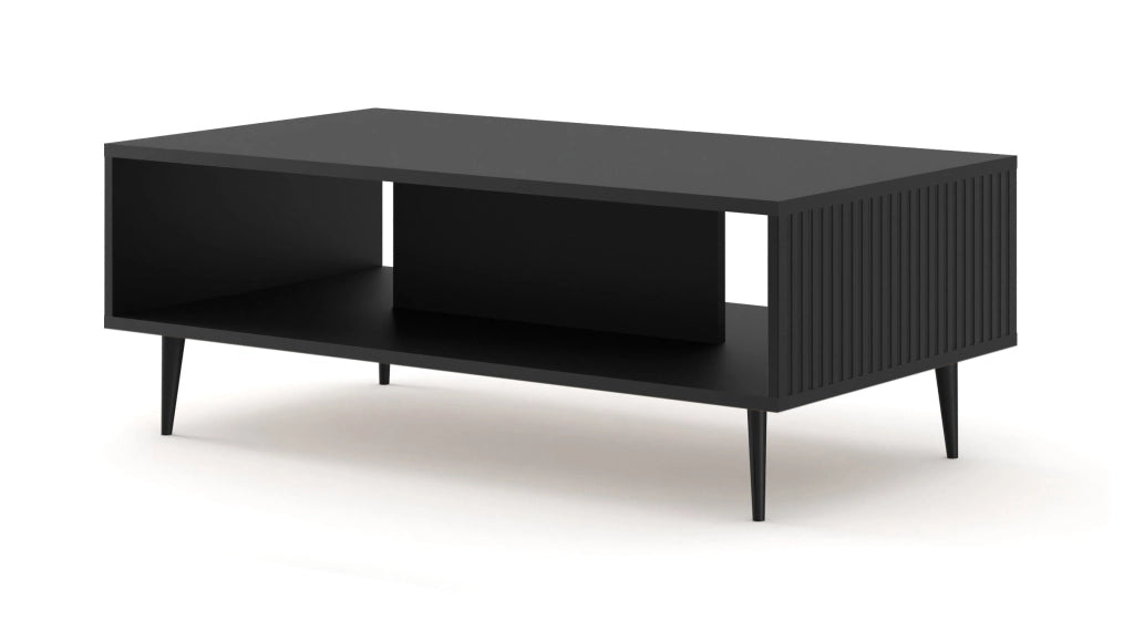 TAVOLINO DA CAFFÈ RAVENNA B IN MDF RIVESTITO 90x60x45 NERO OPACO GAMBE NERE