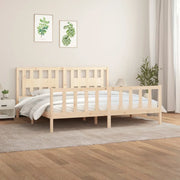 Giroletto con Testiera-Struttura Letto con testiera in Legno Massello di Pino 200x200 cm
